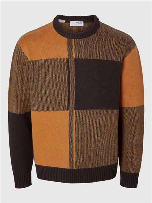 SELECTED HOMME Pullover  brun / lysebrun / mørkebrun / orange