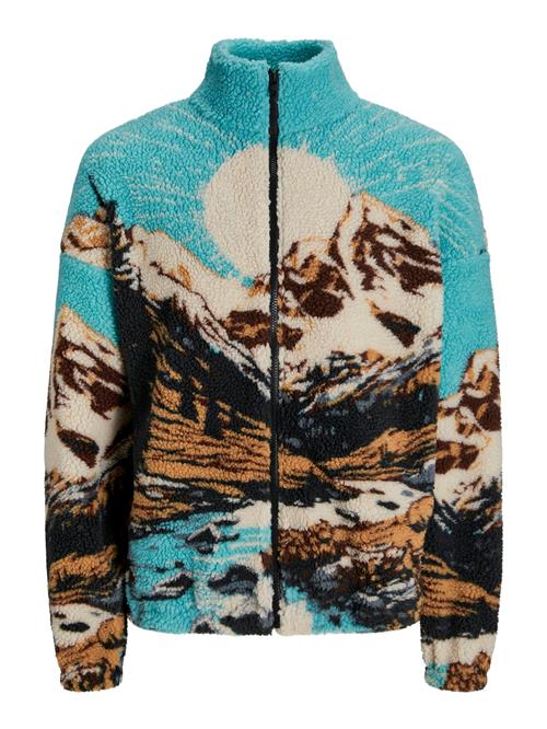 JACK & JONES Sweatjakke 'JORLANDSCAPE'  aqua / pueblo / sort / uldhvid