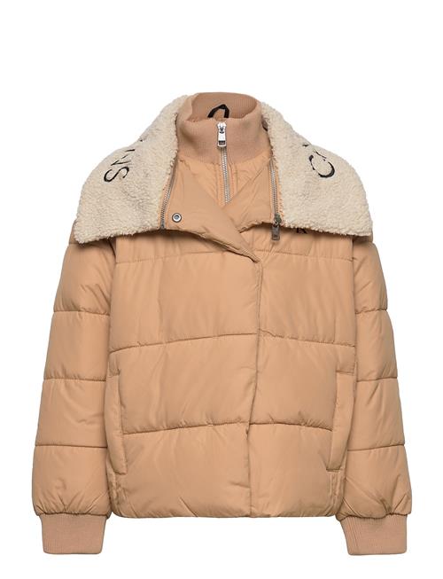 Calvin Klein Logo Collar Puffer Jacket Calvin Klein Beige