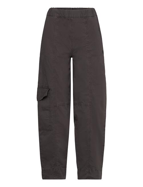 Ganni Washed Cotton Canvas Elasticated Curve Pants Ganni Grey