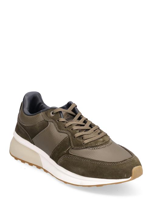 Mango Leather Mixed Sneakers Mango Khaki