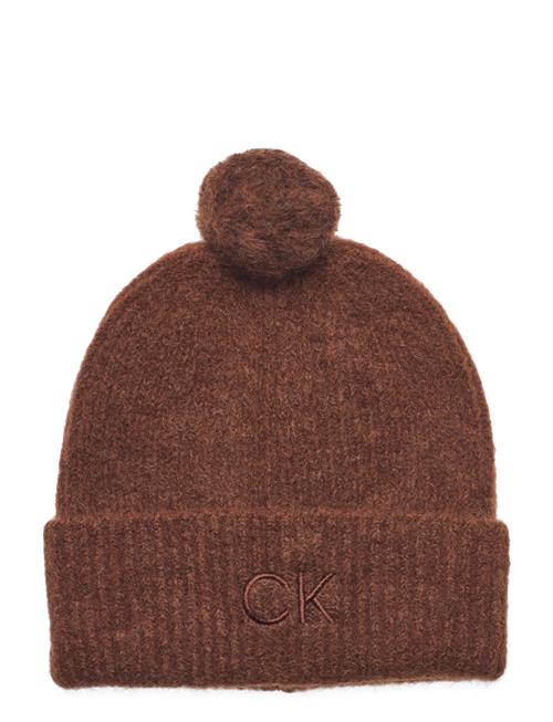 Calvin Klein Ck Embroidery Airy Pompom Beanie Calvin Klein Brown