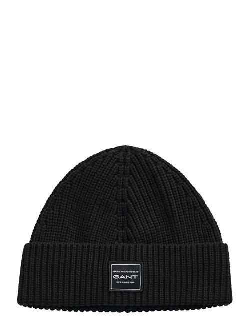 Se GANT Cotton Ribbed Beanie GANT Black ved Booztlet