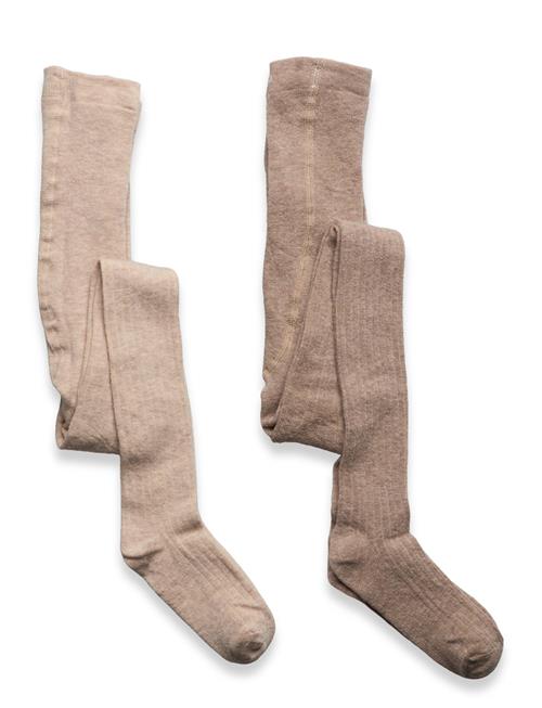 Minymo Wool Stocking - Rib 2-Pack Minymo Beige