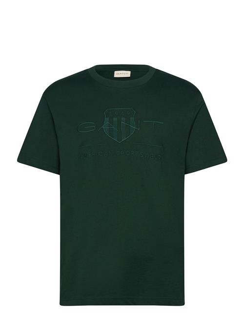 Se GANT Reg Tonal Shield Ss T-Shirt GANT Green ved Booztlet