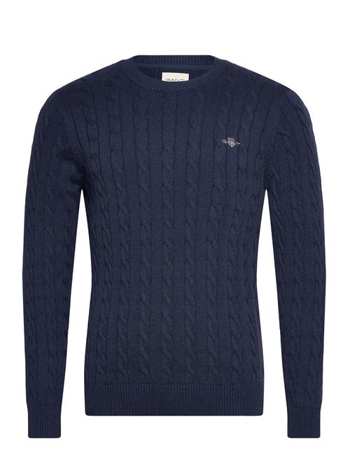 Se GANT Cotton Cable C-Neck GANT Blue ved Booztlet