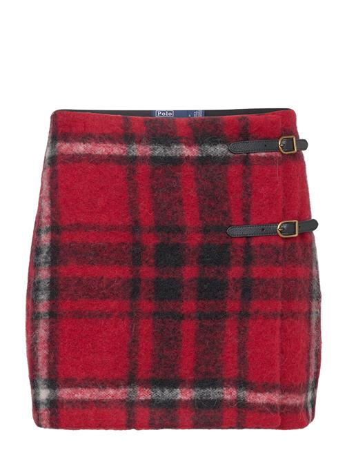 Polo Ralph Lauren Plaid Leather-Trim Wrap Skirt Polo Ralph Lauren Red