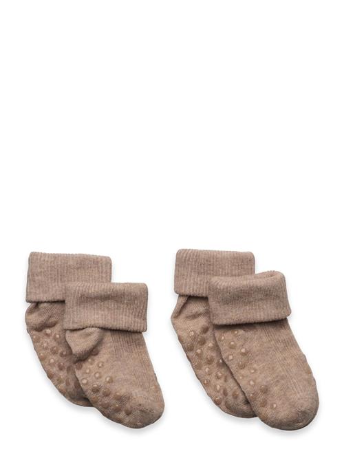 Minymo Baby Rib Sock W. Abs Minymo Beige