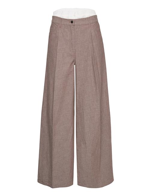 Se REMAIN Birger Christensen Textured Wide Pants REMAIN Birger Christensen Brown ved Booztlet