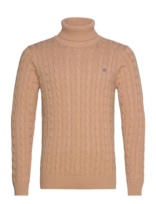 Se GANT Cotton Cable Turtle Neck GANT Beige ved Booztlet