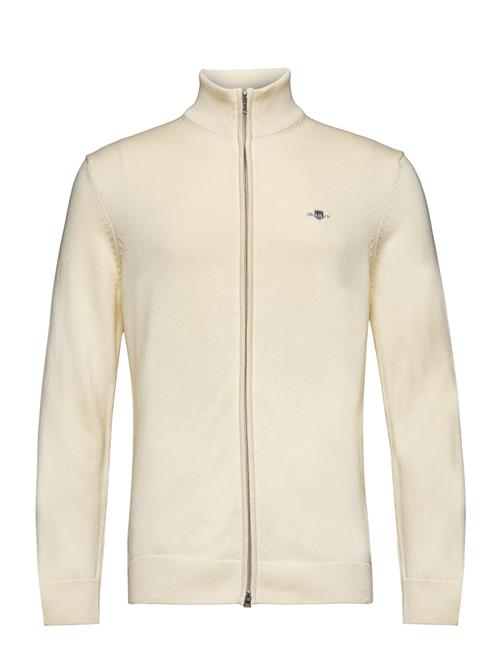 Se GANT Casual Cotton Zip Cardigan GANT Cream ved Booztlet