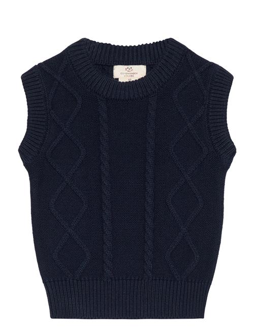 Copenhagen Colors Knitted Cable Vest Copenhagen Colors Navy