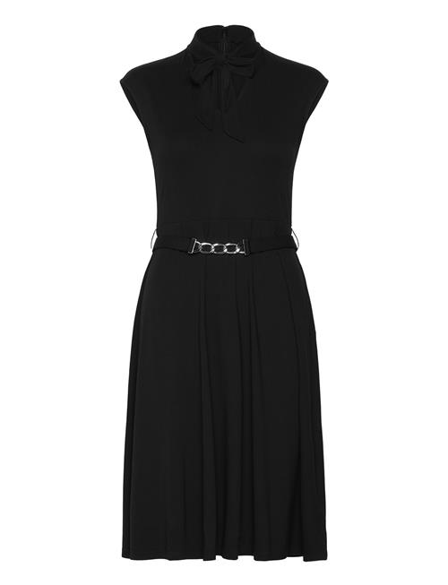 Belted Interlock Tie-Neck Dress Lauren Ralph Lauren Black