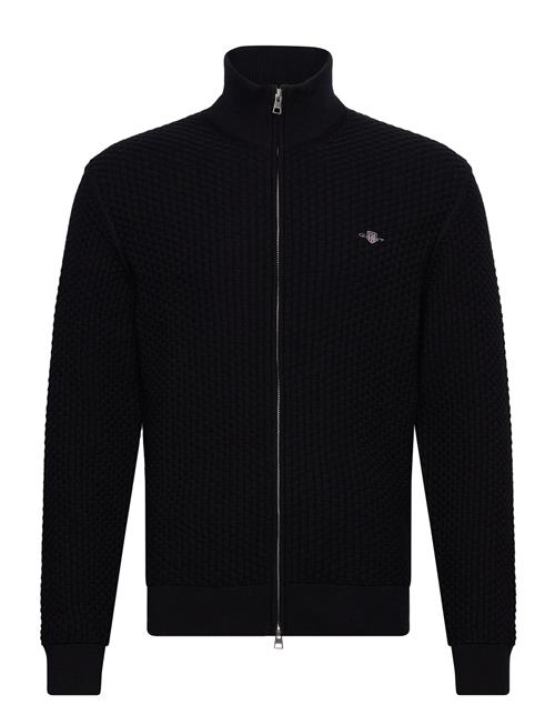 Se GANT Cotton Texture Zip Cardigan GANT Black ved Booztlet