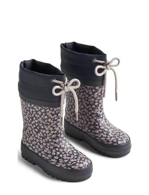 Wheat Rubber Boot Thermo Print Wheat Navy