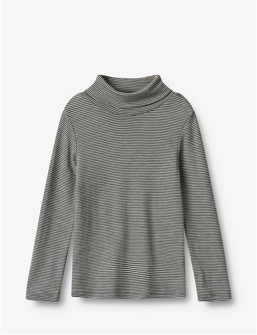 Se Wheat Wool T-Shirt Roll Neck Aksel Wheat Navy ved Booztlet