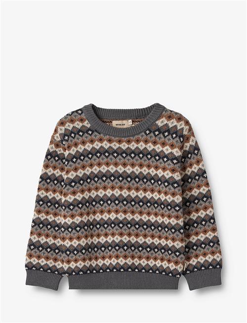 Se Wheat Jacquard Pullover Elias Wheat Brown ved Booztlet