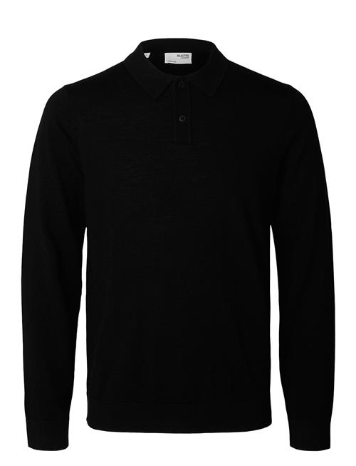 Se Selected Homme Slhtray Ls Knit Merino Polo Noos Selected Homme Black ved Booztlet