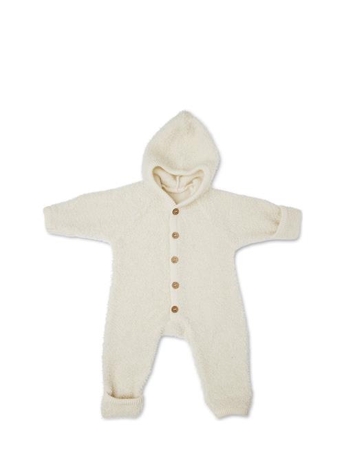 Smallstuff Jumpsuit Bouclé Merino Wool W. Buttons And Hoodie Smallstuff Cream