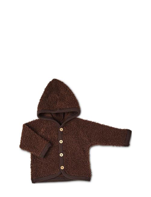 Smallstuff Cardigan Bouclé Merino Wool W. Buttons And Hoodie Smallstuff Brown