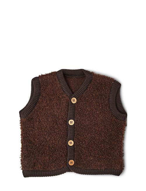 Smallstuff Vest Bouclé Merino Wool W. Buttons Smallstuff Brown