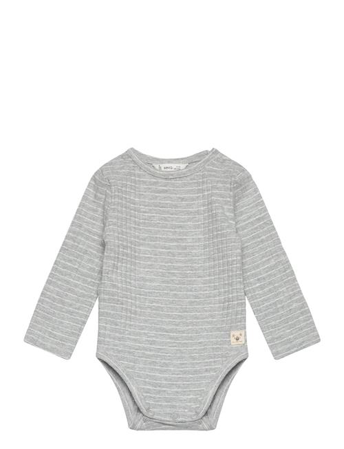 Mango Striped Cotton Bodysuit Mango Grey