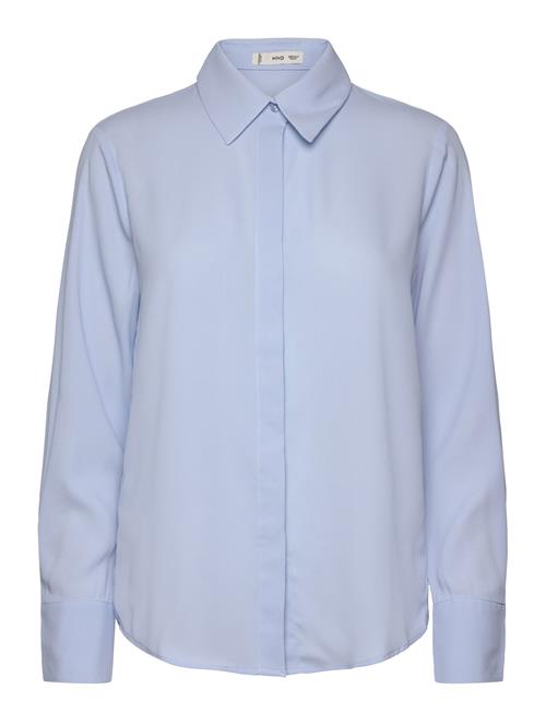 Mango Fluid Long-Sleeved Shirt Mango Blue