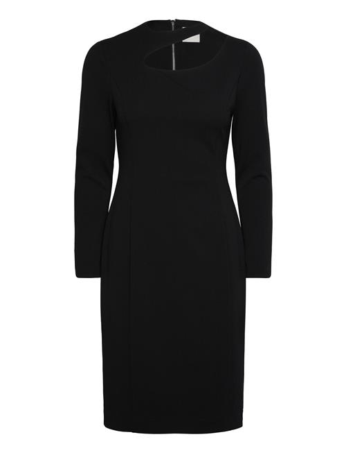 Scuba Crepe Cut Out Neck Dress Calvin Klein Black