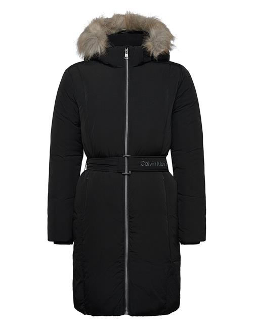 Calvin Klein Classic Belted Fur Coat Calvin Klein Black