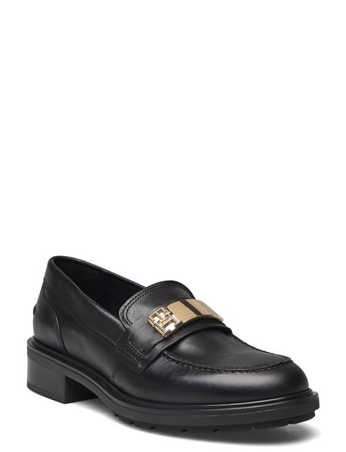 Th Logo Leather Loafer Tommy Hilfiger Black