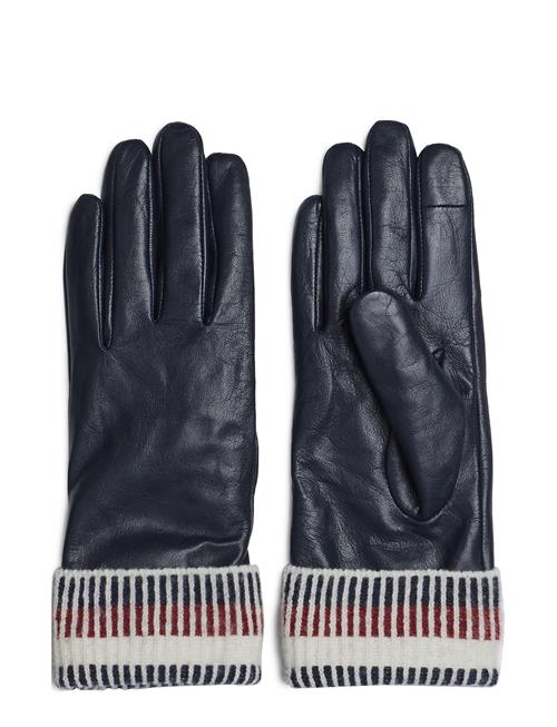 Tommy Hilfiger Leather Knit Gloves Tommy Hilfiger Black