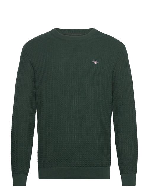 Se GANT Cotton Textured C-Neck GANT Green ved Booztlet