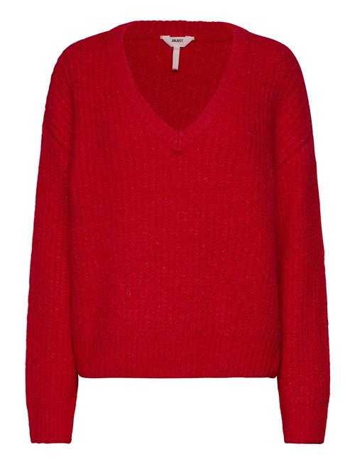 Object Objmilu Ls Lo V-Neck Knit E Au 24 Object Red