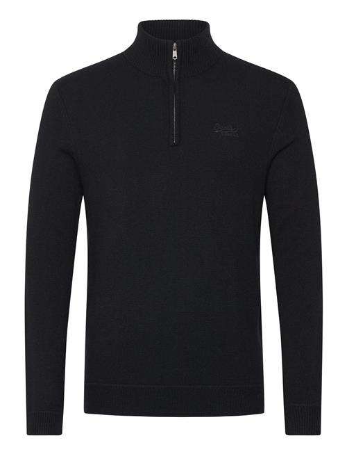 Essential Emb Knit Half Zip Superdry Black