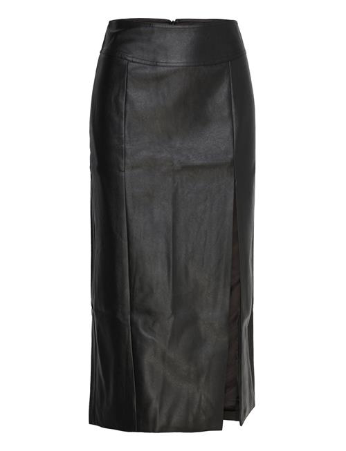 Bardot Dante Vegan Leather Midi Skirt Bardot Black