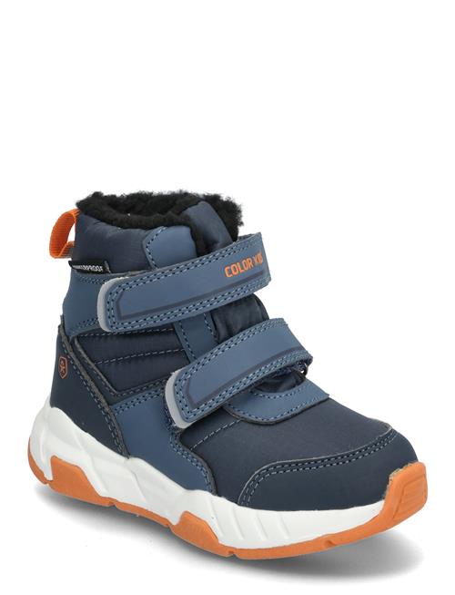 Color Kids Boots W. Velcro, Wp Color Kids Blue