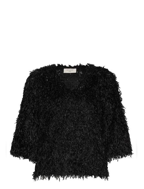 Blouse From Freequent In A Soft Velvet Material With A Lovely Fringe Effect. Mor FREE/QUENT Black