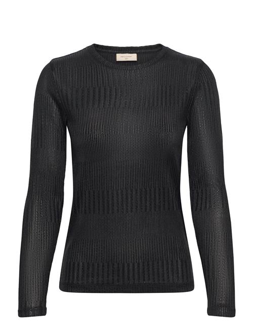 Long-Sleeved T-Shirt From Freequent In A Beautiful Material With A Striped Patte FREE/QUENT Black