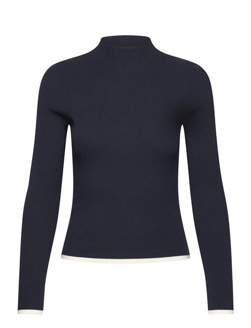 Mango Ribbed Sweater With Perkins Neck Mango Navy