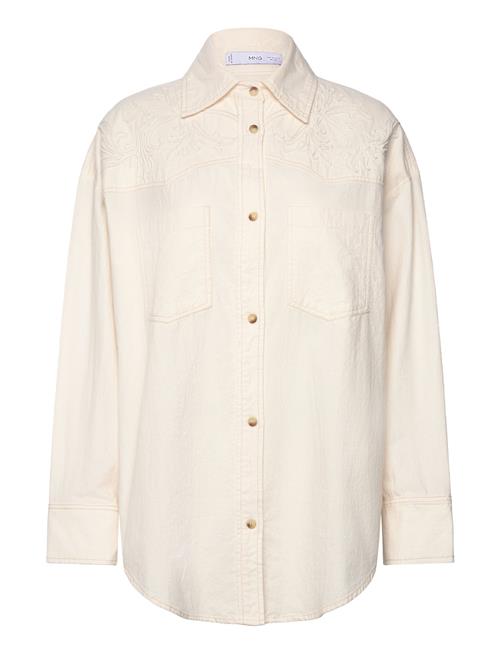 Mango Shirt With Decorative Stitching Mango Cream