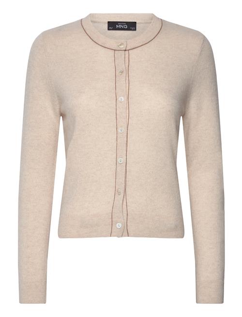 Mango 100 Wool Cardigan With Decorative Stitching Mango Beige