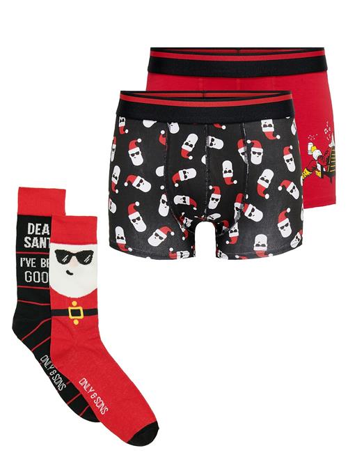 ONLY & SONS Onsxmas Box 4-Pack 2 Socks & 2 Boxers ONLY & SONS Red