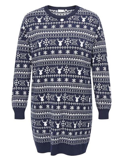 Carxmas Winter Ls O-Neck Dress Knt ONLY Carmakoma Navy