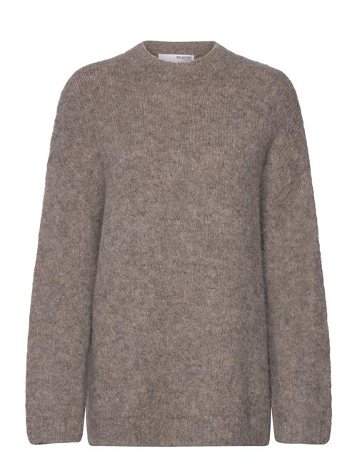 Slfgabella Ls Knit O-Neck Camp Selected Femme Grey