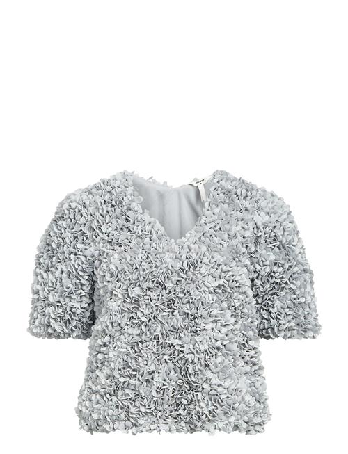 Object Objsparta S/S V-Neck Top 136 Object Silver