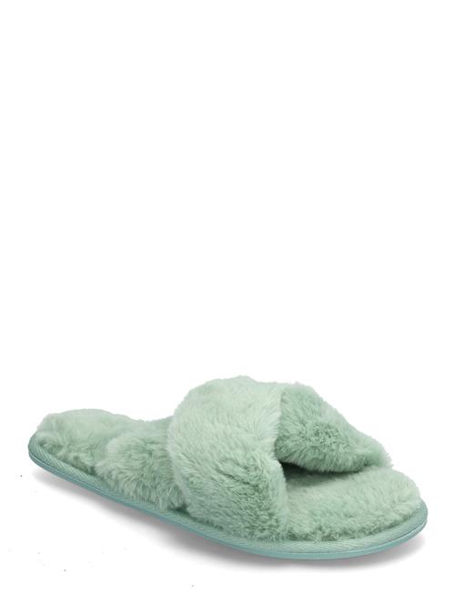 Se Hunkemöller Lia Fake Fur Slipper Hunkemöller Green ved Booztlet