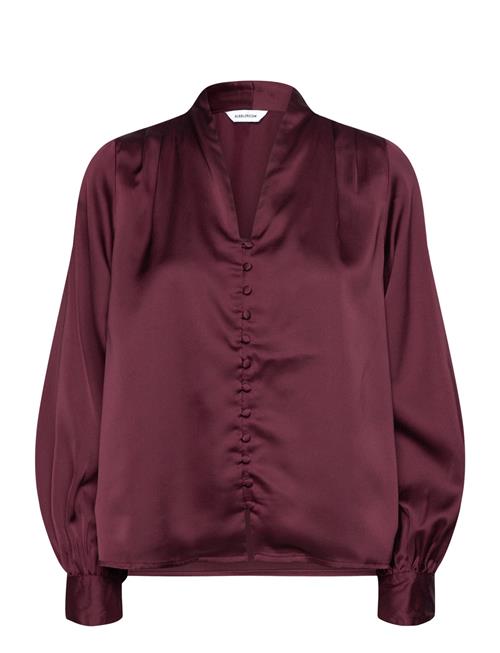 Remi Satin Blouse Bubbleroom Burgundy