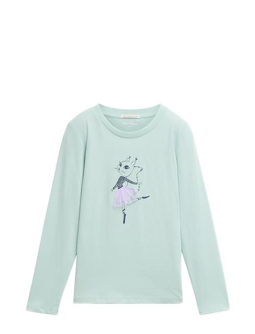 Se Tom Tailor Tulle Artwork Longsleeve Tom Tailor Green ved Booztlet