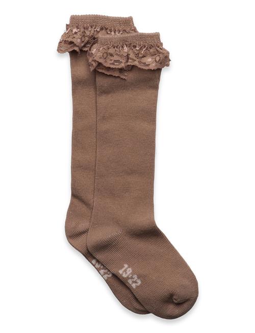 Minymo Knee Sock W. Lace Minymo Brown