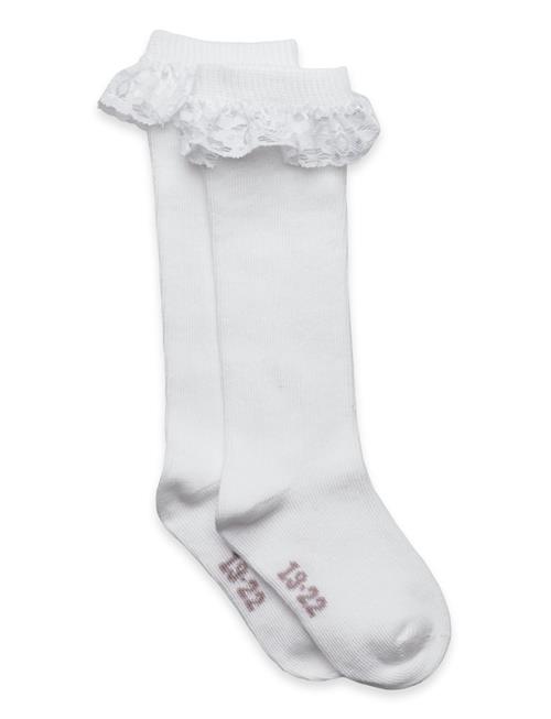 Minymo Knee Sock W. Lace Minymo White